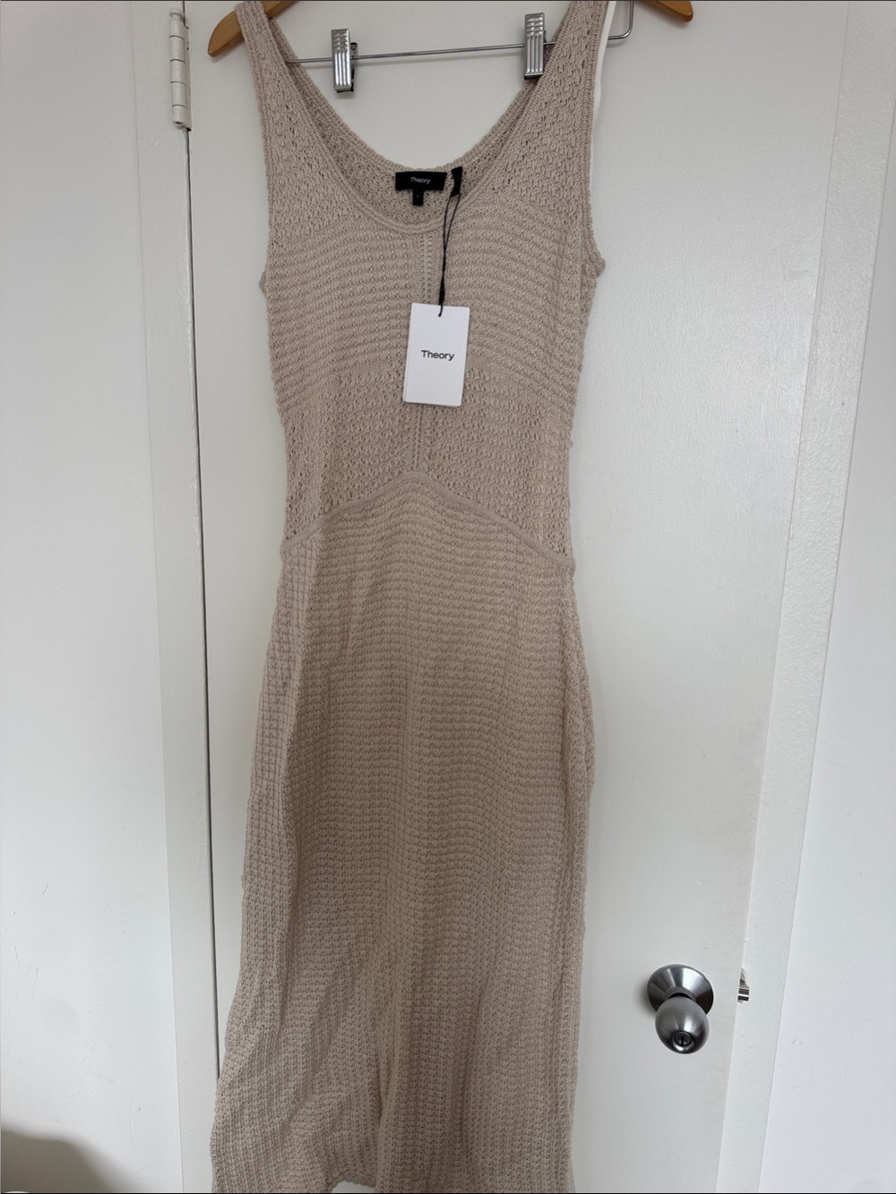 NWT Theory Beige Knit Sleeveless Midi Dress — Neutral Knit Style